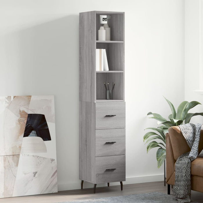 Dulap înalt, gri sonoma, 34,5x34x180 cm, lemn prelucrat WALTI