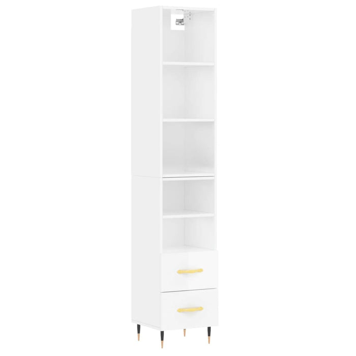Dulap înalt, alb extralucios, 34,5x34x180 cm, lemn prelucrat WALTI
