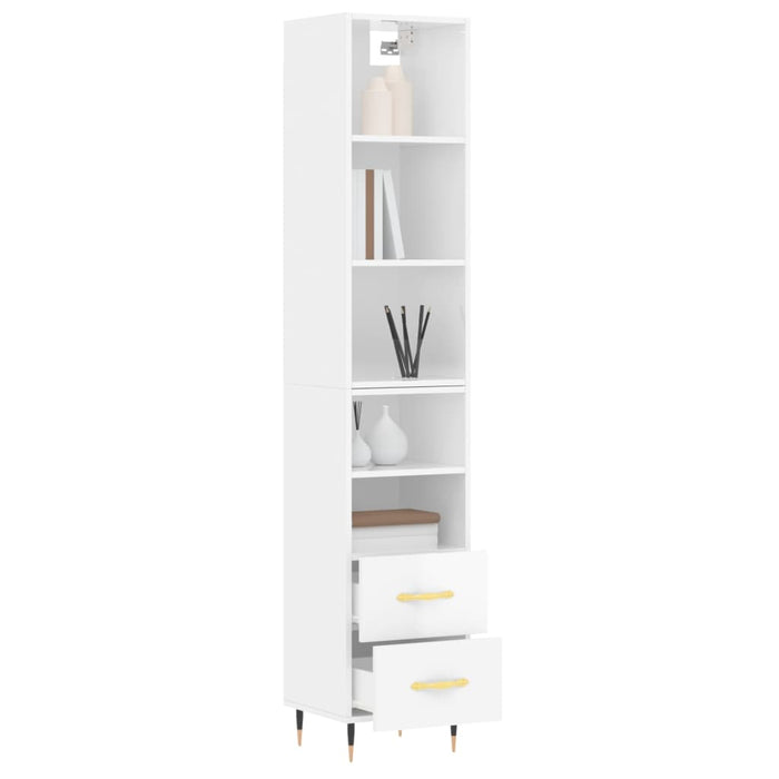 Dulap înalt, alb extralucios, 34,5x34x180 cm, lemn prelucrat WALTI