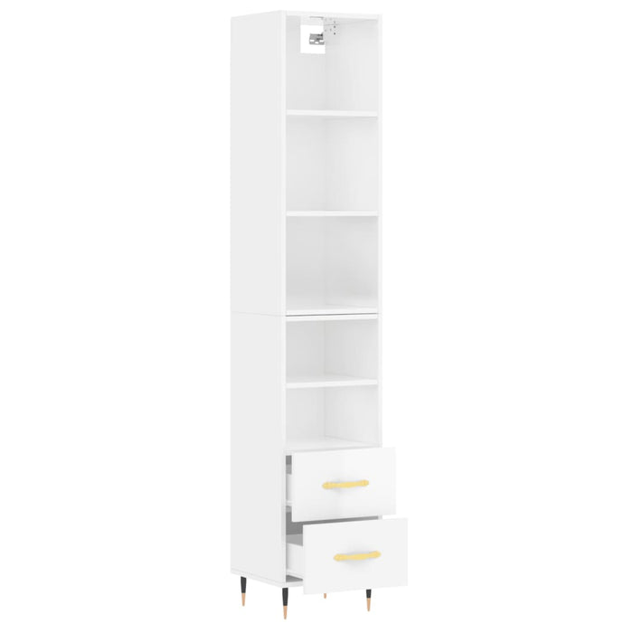 Dulap înalt, alb extralucios, 34,5x34x180 cm, lemn prelucrat WALTI
