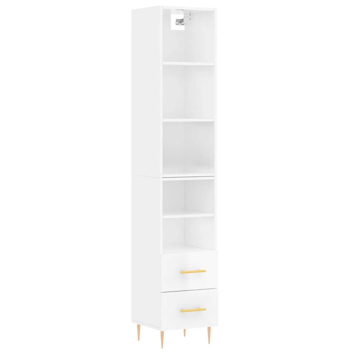 Dulap înalt, alb extralucios, 34,5x34x180 cm, lemn prelucrat WALTI