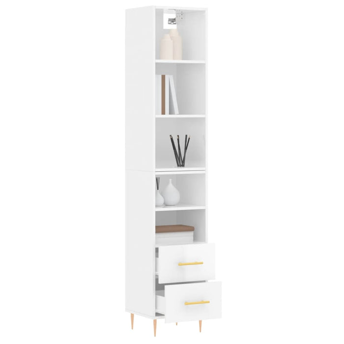 Dulap înalt, alb extralucios, 34,5x34x180 cm, lemn prelucrat WALTI