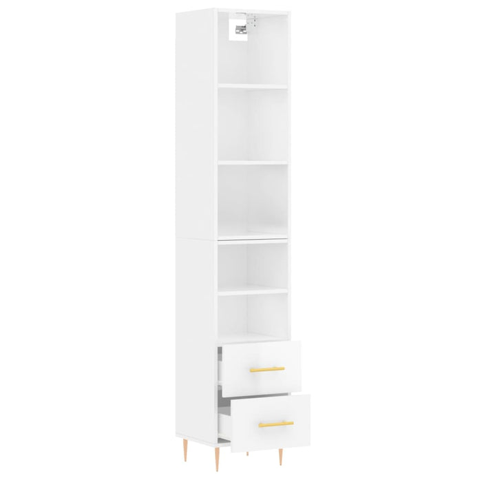 Dulap înalt, alb extralucios, 34,5x34x180 cm, lemn prelucrat WALTI