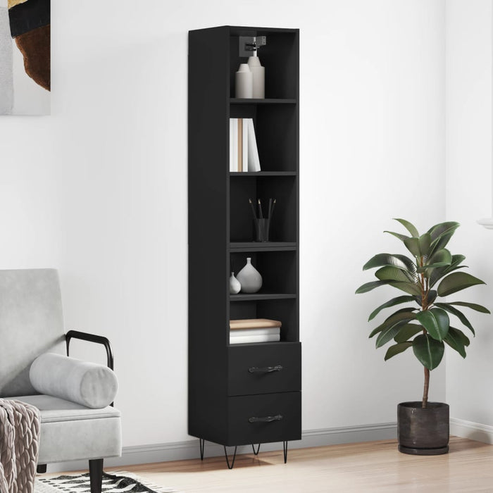 Dulap înalt, negru, 34,5x34x180 cm, lemn prelucrat WALTI