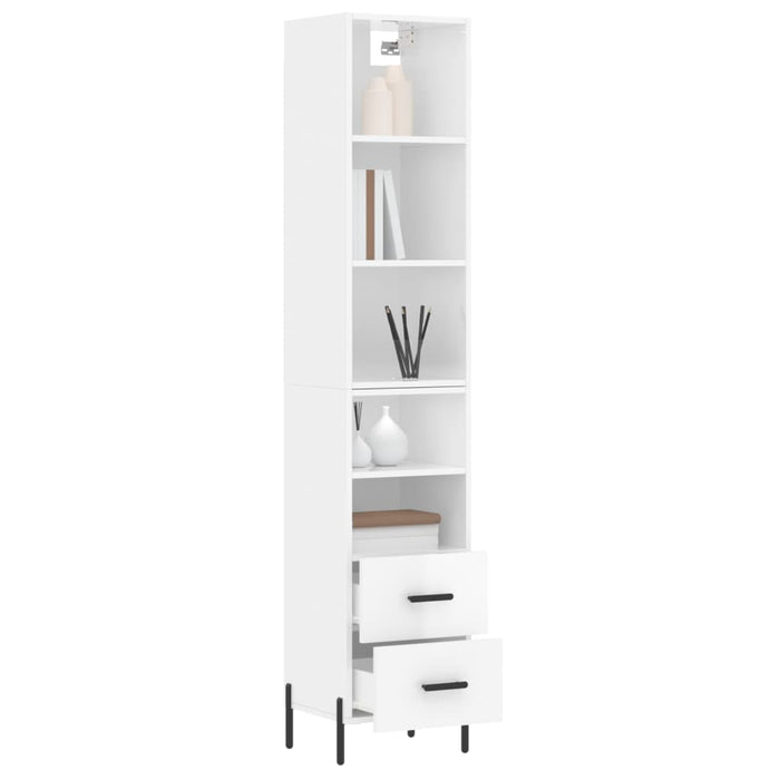 Dulap înalt, alb extralucios, 34,5x34x180 cm, lemn prelucrat WALTI