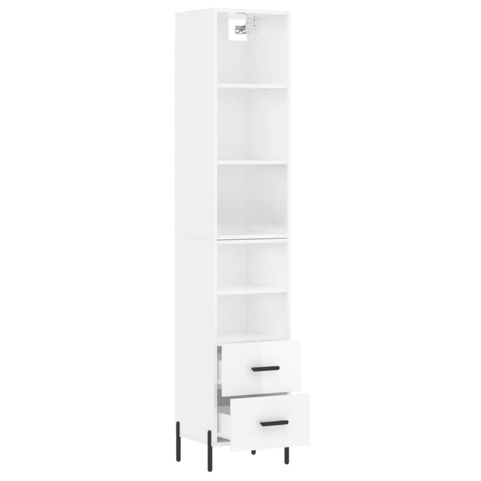 Dulap înalt, alb extralucios, 34,5x34x180 cm, lemn prelucrat WALTI