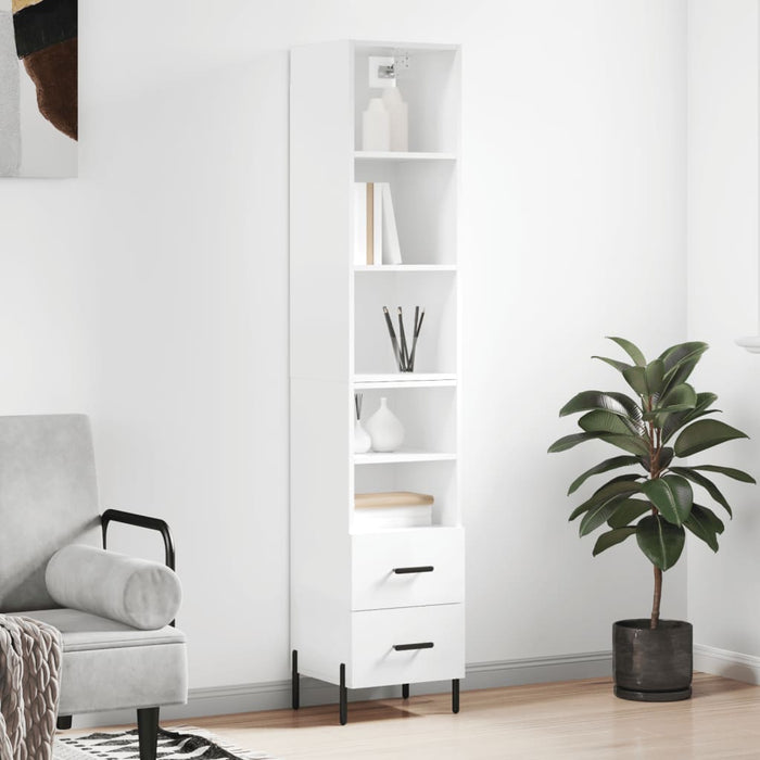 Dulap înalt, alb extralucios, 34,5x34x180 cm, lemn prelucrat WALTI