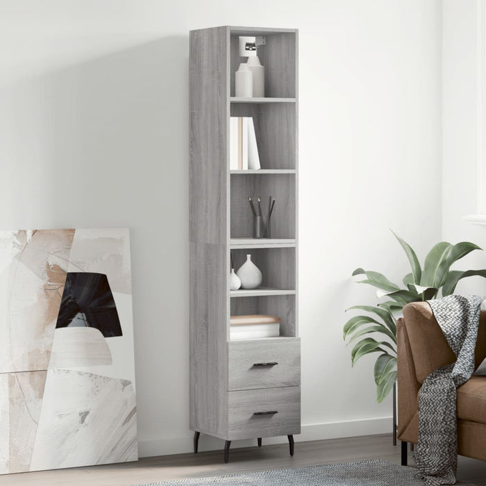 Dulap înalt, gri sonoma, 34,5x34x180 cm, lemn prelucrat WALTI