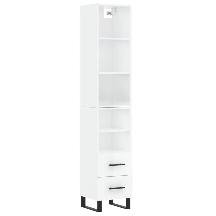 Dulap înalt, alb extralucios, 34,5x34x180 cm, lemn prelucrat WALTI