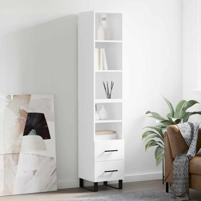Dulap înalt, alb extralucios, 34,5x34x180 cm, lemn prelucrat WALTI