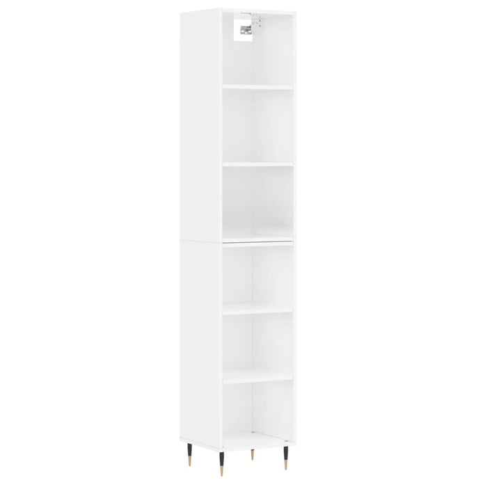 Dulap înalt, alb extralucios, 34,5x32,5x180 cm, lemn prelucrat WALTI