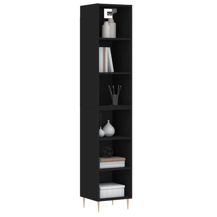 Dulap înalt, negru, 34,5x32,5x180 cm, lemn prelucrat WALTI