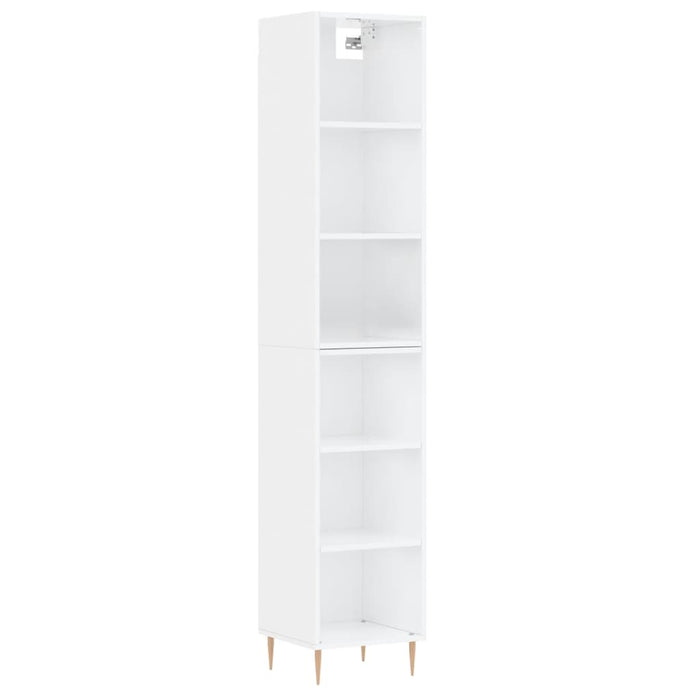 Dulap înalt, alb extralucios, 34,5x32,5x180 cm, lemn prelucrat WALTI