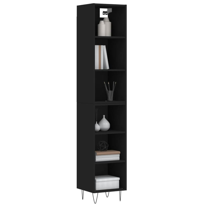 Dulap înalt, negru, 34,5x32,5x180 cm, lemn prelucrat WALTI