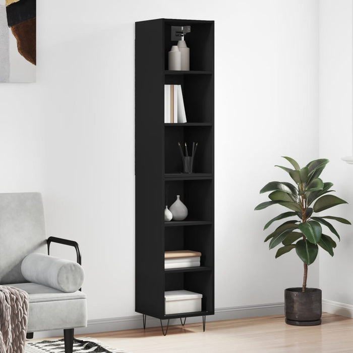 Dulap înalt, negru, 34,5x32,5x180 cm, lemn prelucrat WALTI