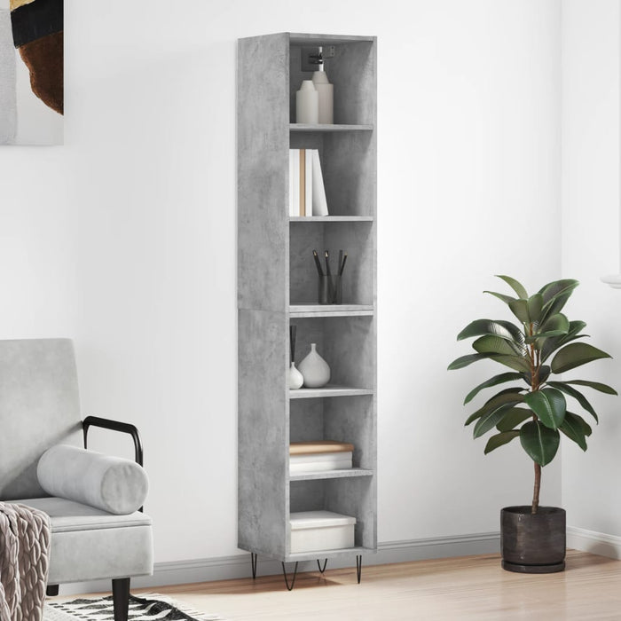 Dulap înalt, gri beton, 34,5x32,5x180 cm, lemn prelucrat WALTI