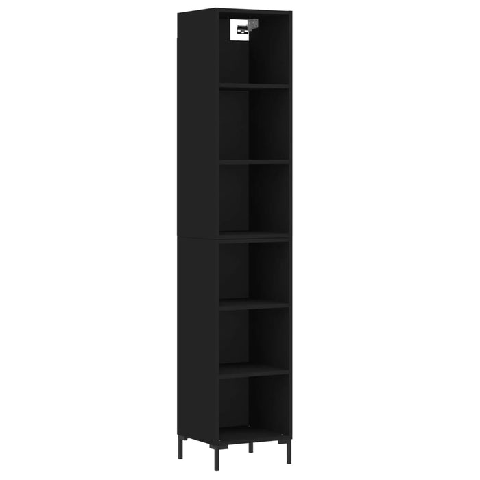 Dulap înalt, negru, 34,5x32,5x180 cm, lemn prelucrat WALTI