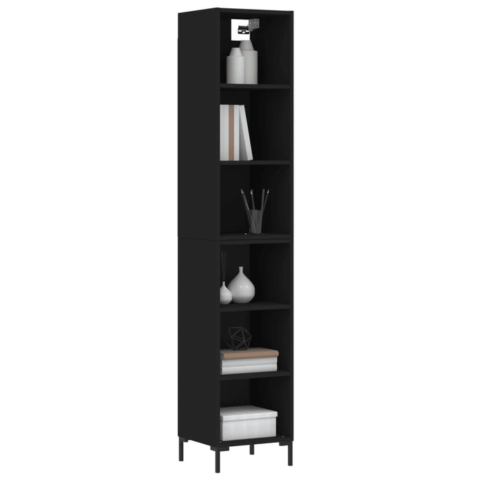 Dulap înalt, negru, 34,5x32,5x180 cm, lemn prelucrat WALTI
