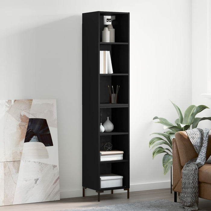 Dulap înalt, negru, 34,5x32,5x180 cm, lemn prelucrat WALTI
