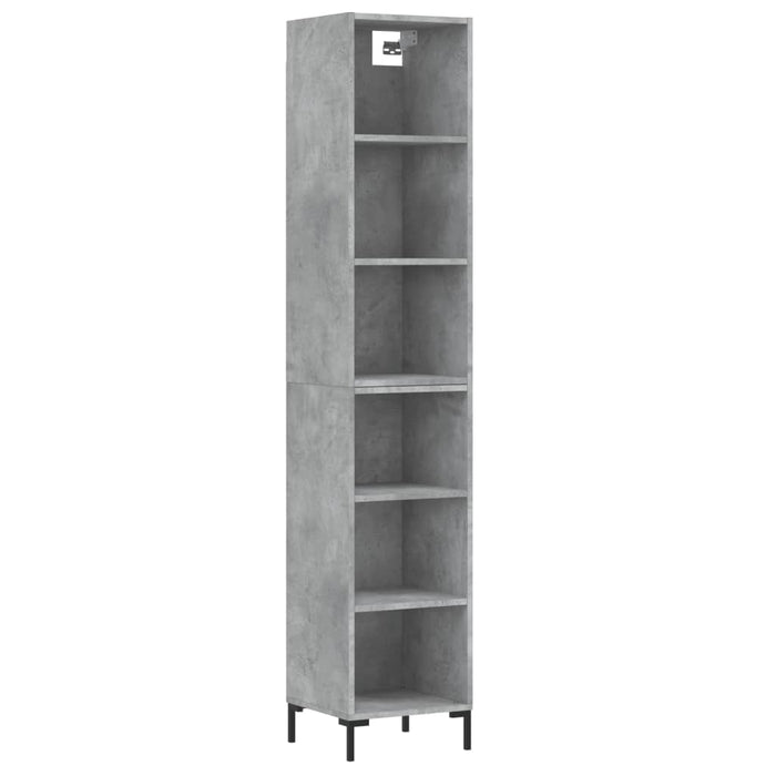 Dulap înalt, gri beton, 34,5x32,5x180 cm, lemn prelucrat WALTI