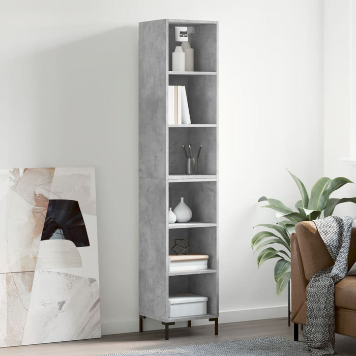 Dulap înalt, gri beton, 34,5x32,5x180 cm, lemn prelucrat WALTI