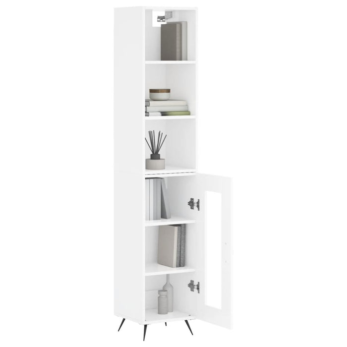 Dulap înalt, alb extralucios, 34,5x34x180 cm, lemn prelucrat WALTI
