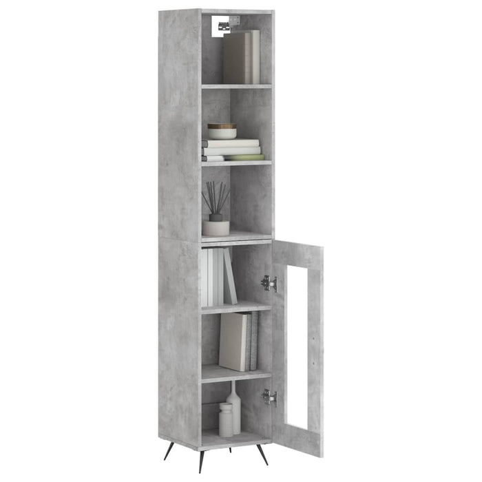 Dulap înalt, gri beton, 34,5x34x180 cm, lemn prelucrat WALTI