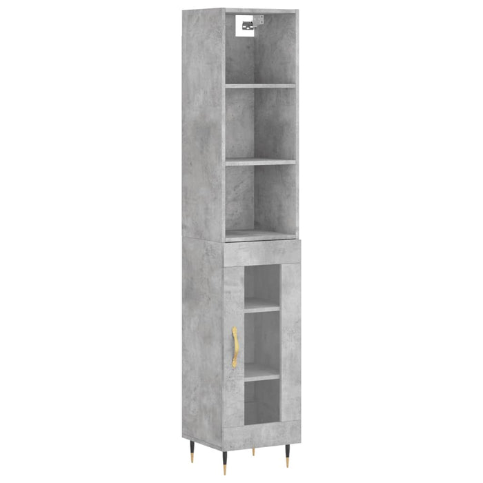 Dulap înalt, gri beton, 34,5x34x180 cm, lemn prelucrat WALTI