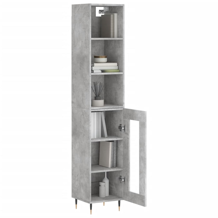 Dulap înalt, gri beton, 34,5x34x180 cm, lemn prelucrat WALTI