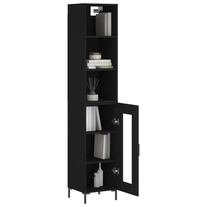 Dulap înalt, negru, 34,5x34x180 cm, lemn prelucrat WALTI