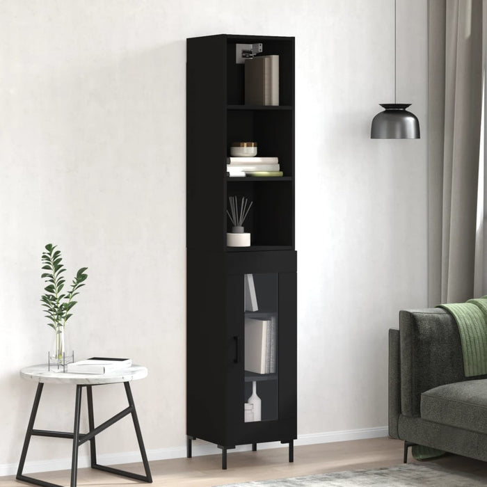 Dulap înalt, negru, 34,5x34x180 cm, lemn prelucrat WALTI