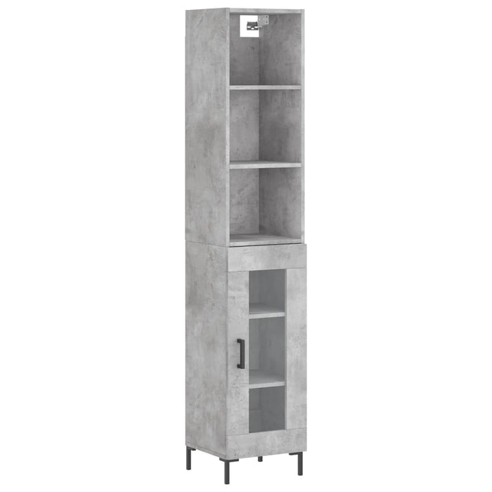 Dulap înalt, gri beton, 34,5x34x180 cm, lemn prelucrat WALTI
