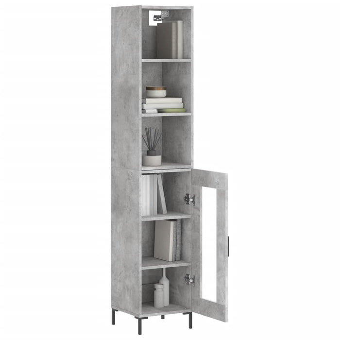 Dulap înalt, gri beton, 34,5x34x180 cm, lemn prelucrat WALTI
