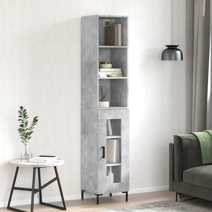 Dulap înalt, gri beton, 34,5x34x180 cm, lemn prelucrat WALTI