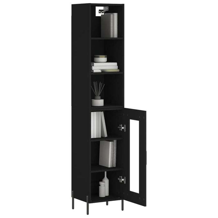 Dulap înalt, negru, 34,5x34x180 cm, lemn prelucrat WALTI