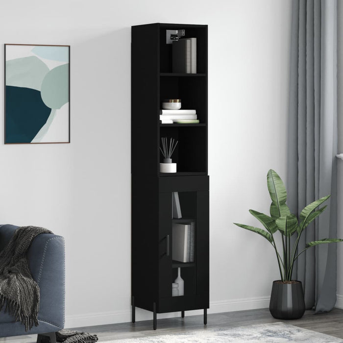 Dulap înalt, negru, 34,5x34x180 cm, lemn prelucrat WALTI