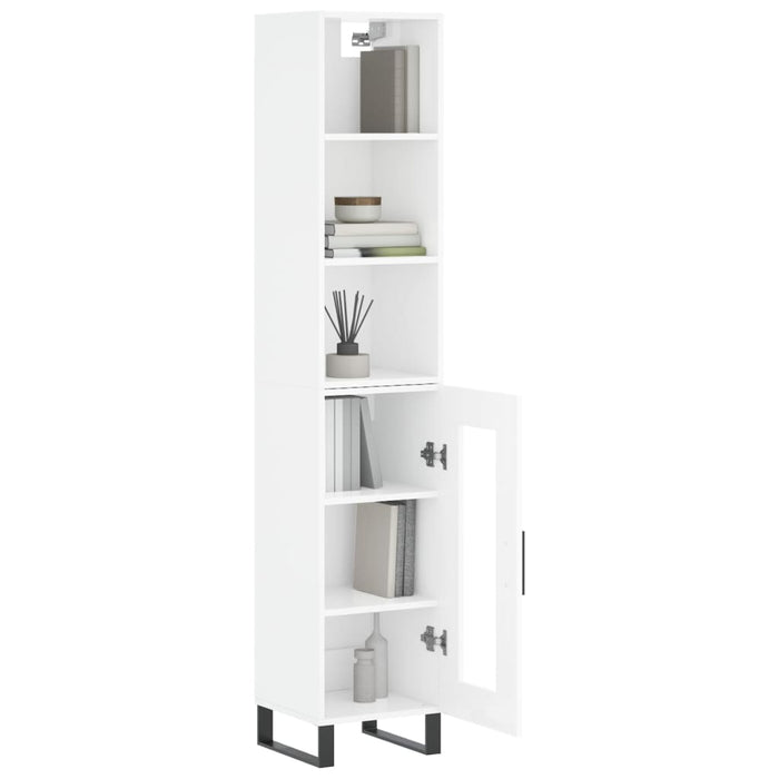 Dulap înalt, alb extralucios, 34,5x34x180 cm, lemn prelucrat WALTI