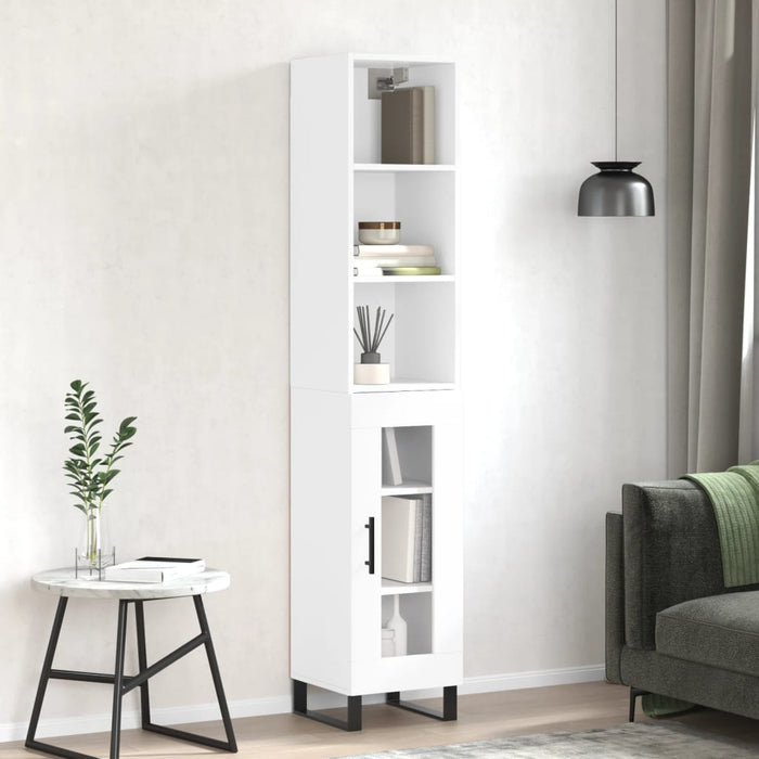 Dulap înalt, alb extralucios, 34,5x34x180 cm, lemn prelucrat WALTI