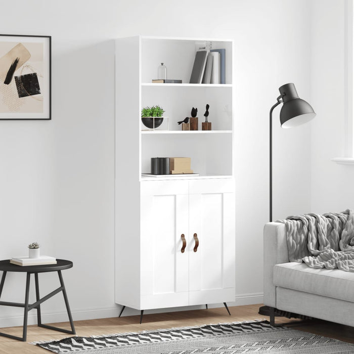 Dulap înalt, alb extralucios, 69,5x34x180 cm, lemn compozit WALTI