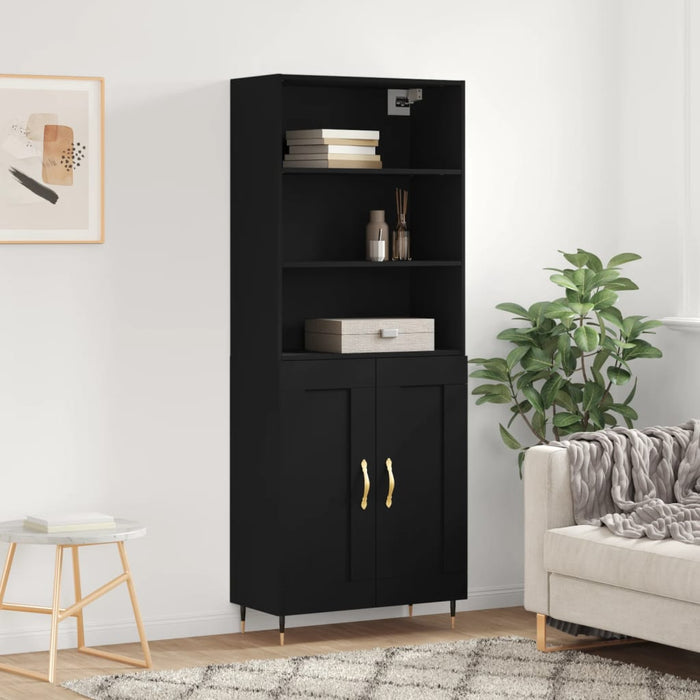 Dulap înalt, negru, 69,5x34x180 cm, lemn compozit WALTI