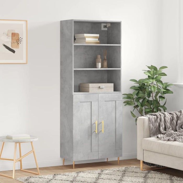 Dulap înalt, gri beton, 69,5x34x180, lemn compozit WALTI