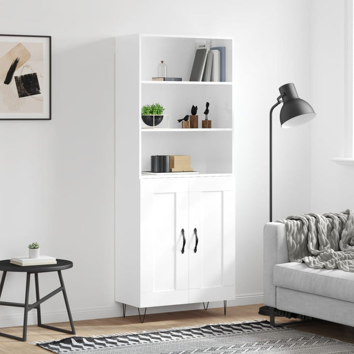 Dulap înalt, alb extralucios, 69,5x34x180 cm, lemn compozit WALTI