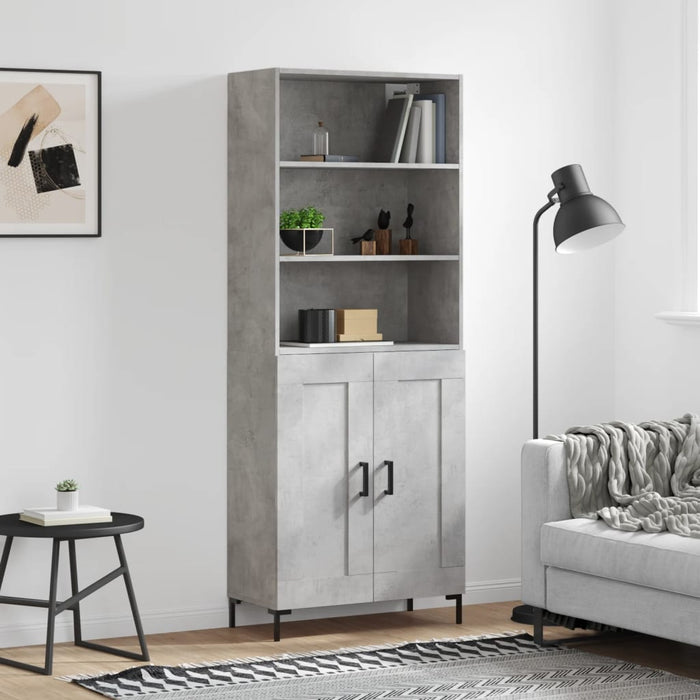 Dulap înalt, gri beton, 69,5x34x180, lemn compozit - WALTI WALTI