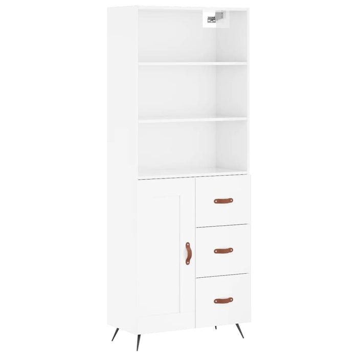 Dulap înalt, alb extralucios, 69,5x34x180 cm, lemn compozit WALTI