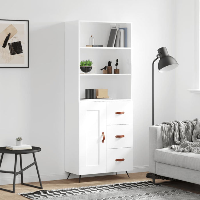 Dulap înalt, alb extralucios, 69,5x34x180 cm, lemn compozit WALTI