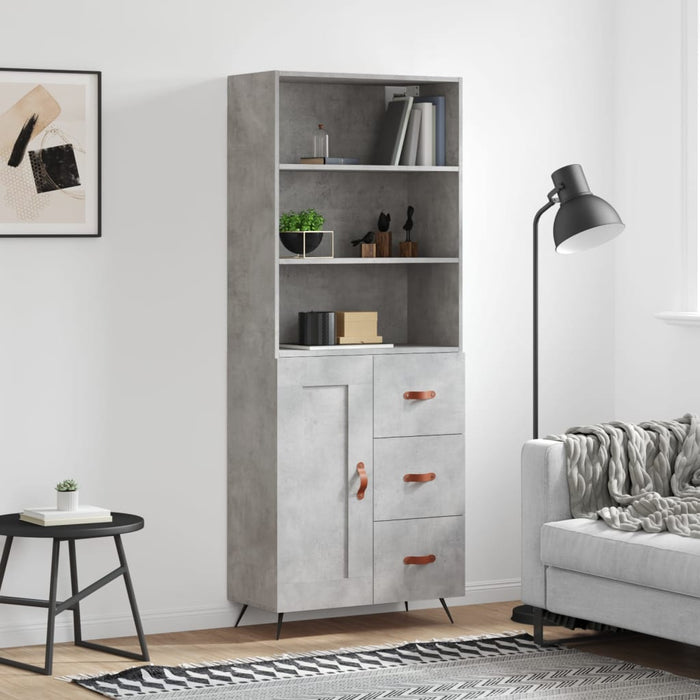 Dulap înalt, gri beton, 69,5x34x180, lemn compozit WALTI