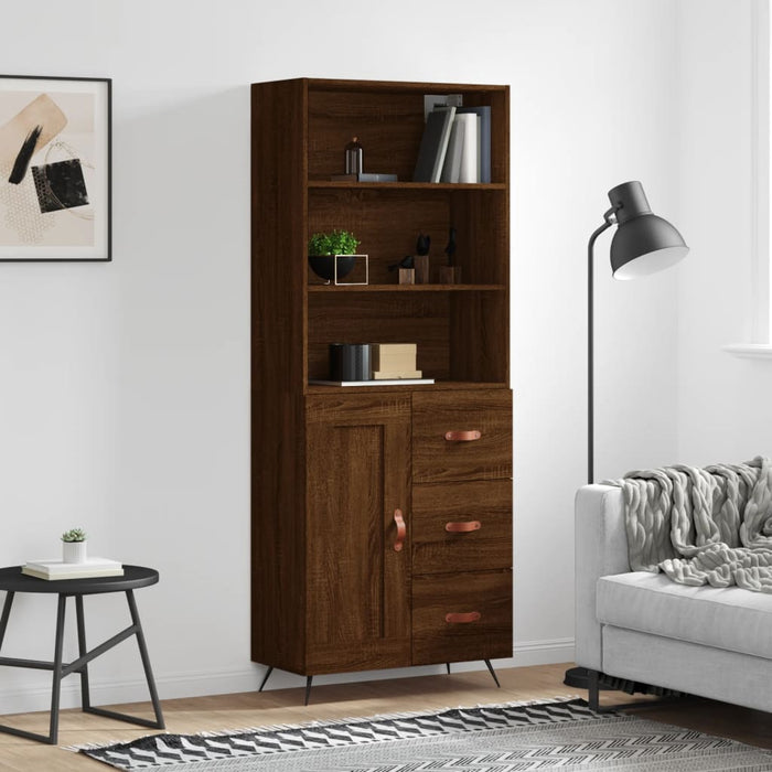 Dulap înalt, stejar maro, 69,5x34x180 cm, lemn compozit WALTI