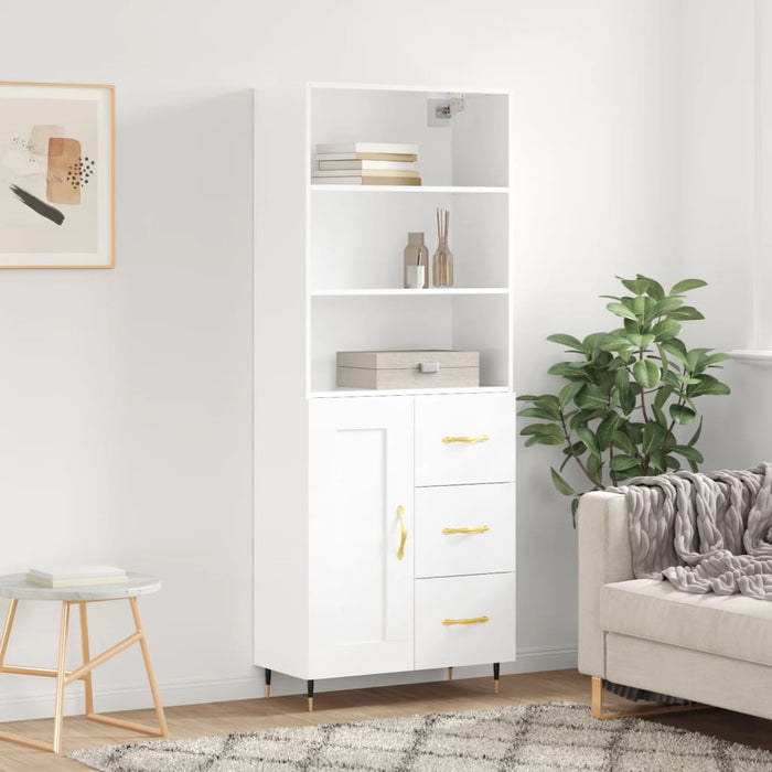 Dulap înalt, alb extralucios, 69,5x34x180 cm, lemn compozit WALTI
