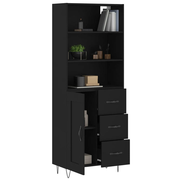Dulap înalt, negru, 69,5x34x180 cm, lemn compozit WALTI