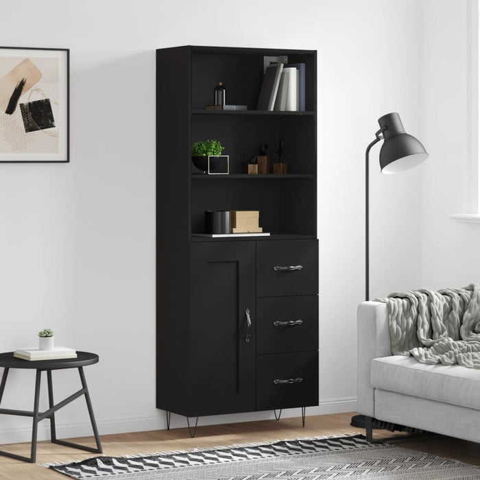 Dulap înalt, negru, 69,5x34x180 cm, lemn compozit WALTI